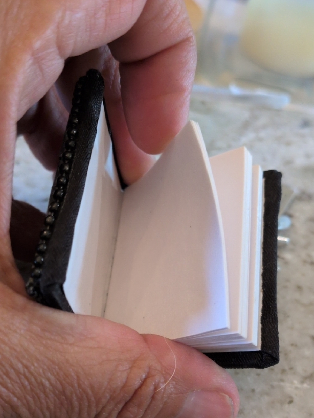 Embellished Mirror Tile Square Keychain - Silver and Black - Picture 2 of 7